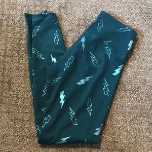 High-Waist Compression Leggings — Lightning Bolt